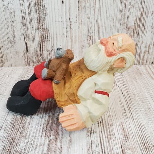 Vintage 1995 David Frykman Santa with Teddy Bear Crafted Shelf Sitter DF1242 - Thumbnail 2