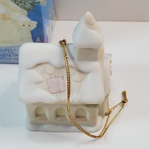 VIntage 1993 Precious Moments Sugar Town Chapel Porcelain Hanging Ornament - Thumbnail 6