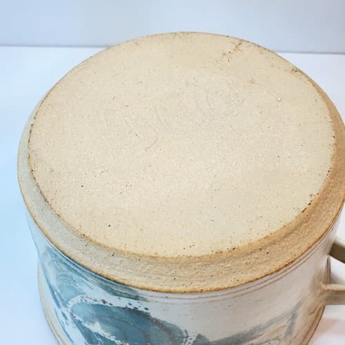 Vintage Artist Signed Pottery Stoneware Handled Bowl Flower Pot Studio Art - Thumbnail 7