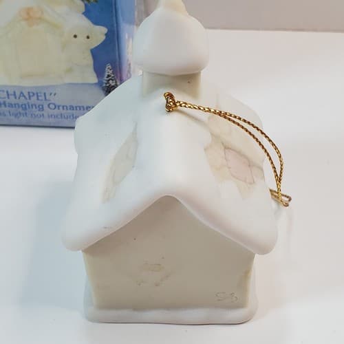 VIntage 1993 Precious Moments Sugar Town Chapel Porcelain Hanging Ornament - Thumbnail 5