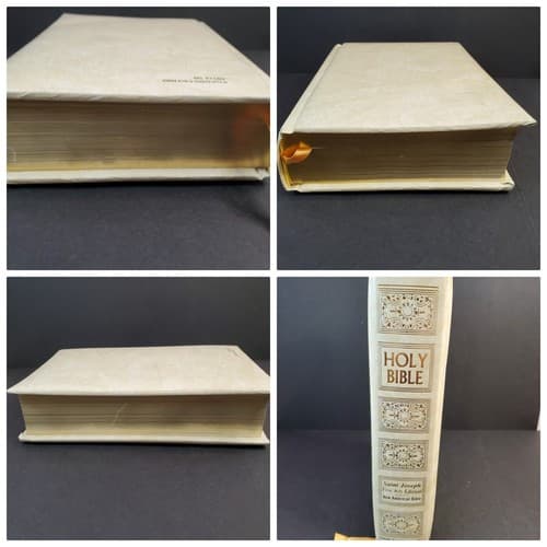 Vtg St Joseph Edition Illustrated Fine Art Bible New American Bible White Padded - Thumbnail 11
