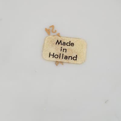 Vtg Pierced Reticulated Hand-Painted Trinket Bowl Dutch Boy Girl Ships Holland - Thumbnail 4