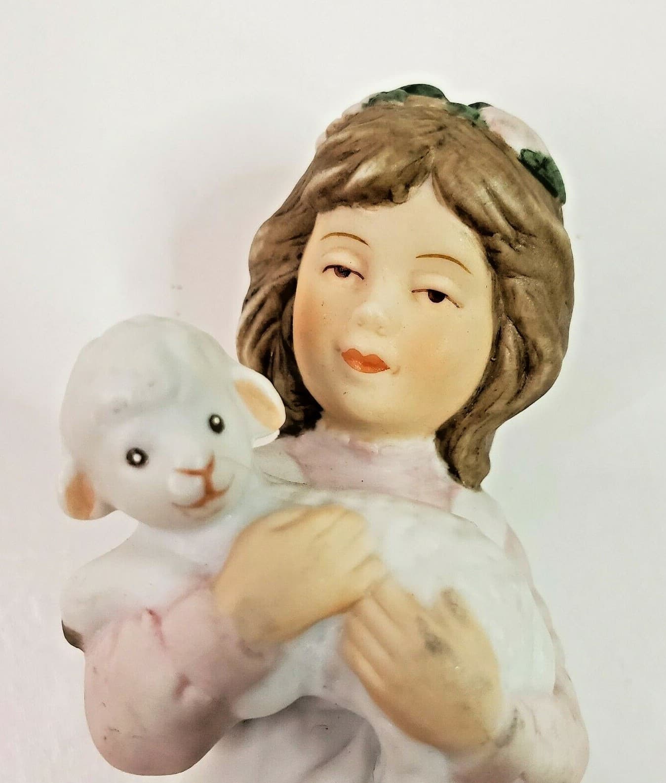 Vintage Roman, Inc. Girl Holding Lamb Figurine Statue 1989 Religious Holy - Thumbnail 2