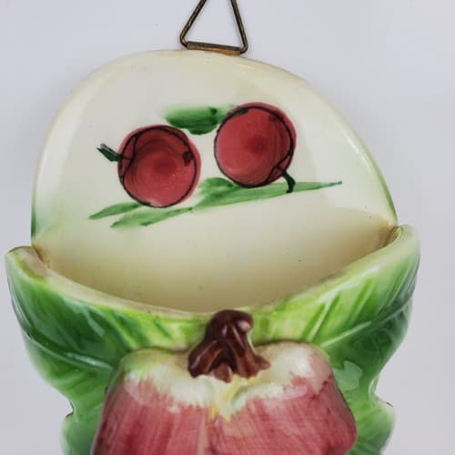 Ceramic Sandal Flip Flop Wall Hanging Decor Kitchen Garden Apples Basket 9" - Thumbnail 2