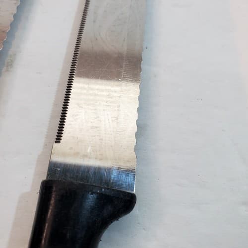 2 Vtg Dual-A-Matic Stainless Steel Knife USA Plastic Handle Serrated Crestline - Thumbnail 4