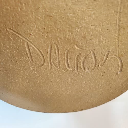 Vintage Artist Signed Pottery Stoneware Handled Bowl Flower Pot Studio Art - Thumbnail 9