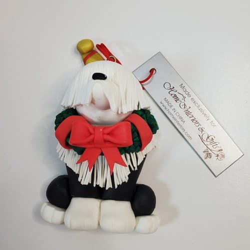 Home Interiors & Gifts Poly Clay Shaggy Sheep Dog Christmas Ornaments NWT - Thumbnail 2