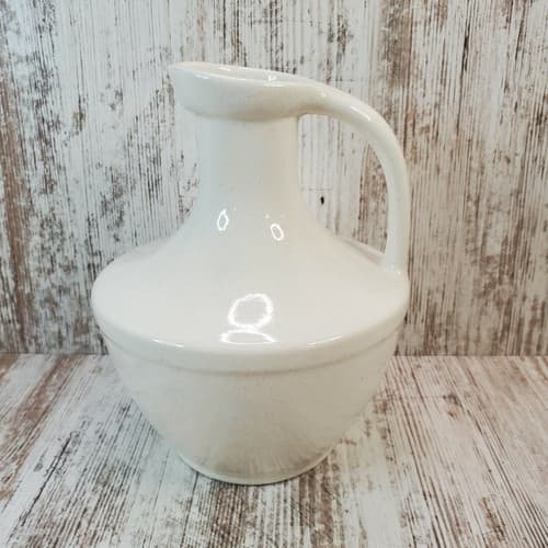 Vintage Pfaltzgraff Early Factory Stoneware Jug Pitcher White w/ Brown Specks