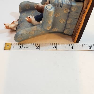 Vintage 1987 Danbury Mint Porcelain Cute Cats Easy Chair Sculpture Collection - Thumbnail 11