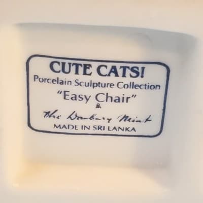Vintage 1987 Danbury Mint Porcelain Cute Cats Easy Chair Sculpture Collection - Thumbnail 8