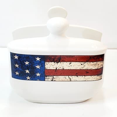 1997 Warren Kimble Colonial Napkin Holder American Flag Patriotic 4th Of July