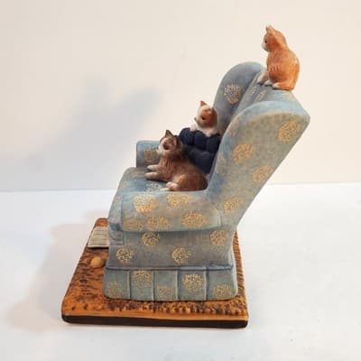 Vintage 1987 Danbury Mint Porcelain Cute Cats Easy Chair Sculpture Collection - Thumbnail 6