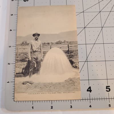 Vtg Postcard Artesian Well Tulare California Valley Line 1908 PMK Confidence CAL