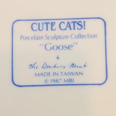 Vintage 1987 Danbury Mint Porcelain Cute Cats GOOSE Sculpture Collection - Thumbnail 7