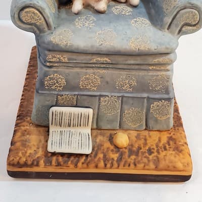 Vintage 1987 Danbury Mint Porcelain Cute Cats Easy Chair Sculpture Collection - Thumbnail 3