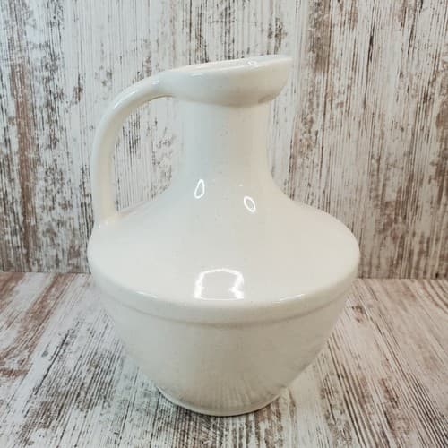 Vintage Pfaltzgraff Early Factory Stoneware Jug Pitcher White w/ Brown Specks - Thumbnail 4