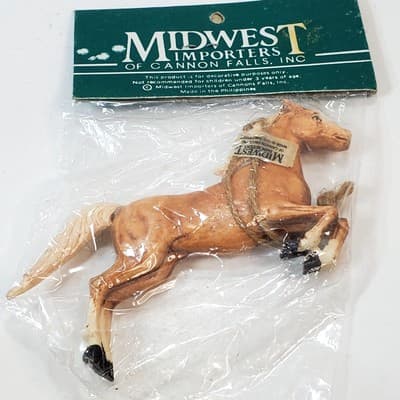 Vintage Midwest Of Cannon Falls Painted Leaping Jumping Horse Ornament NOS - Thumbnail 5