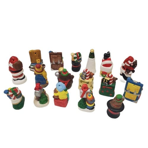 Lot Of 17 Vintage Small Wooden Resin Christmas Ornaments Santa Animals Toys - Thumbnail 4