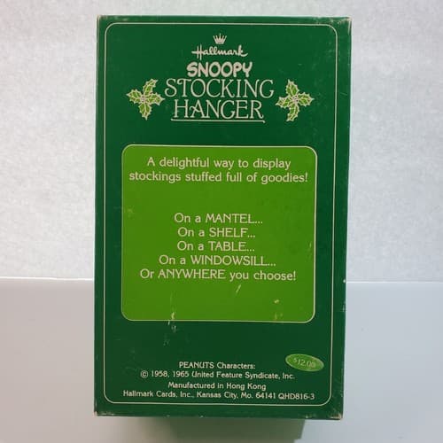 Vintage Hallmark Snoopy & Woodstock Stocking Hanger w/ Box Hong Kong - Thumbnail 2