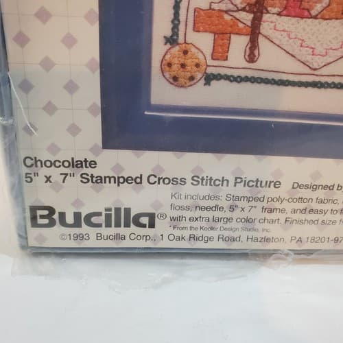 Vtg Gallery Of Stitches Bucilla Stamped Cross Stitch Give Me Chocolate 33348 5x7 - Thumbnail 4