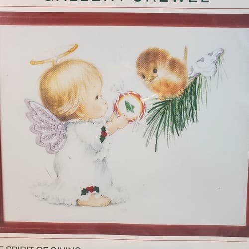 Sunset Gallery Crewel The Spirit of Giving Christmas 1989 Angel Bird Needlepoint - Thumbnail 2