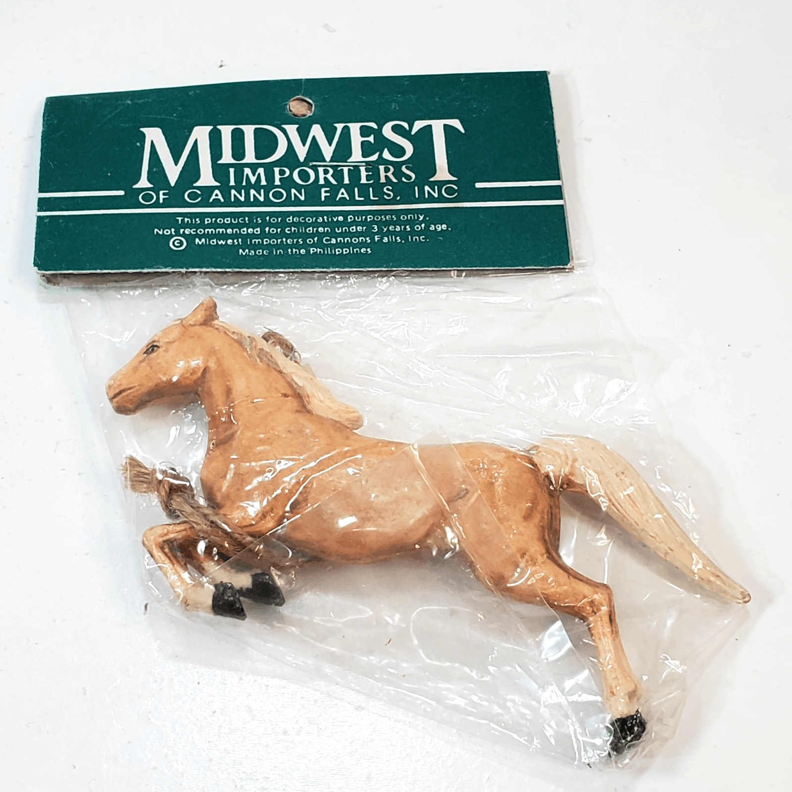 Vintage Midwest Of Cannon Falls Painted Leaping Jumping Horse Ornament NOS