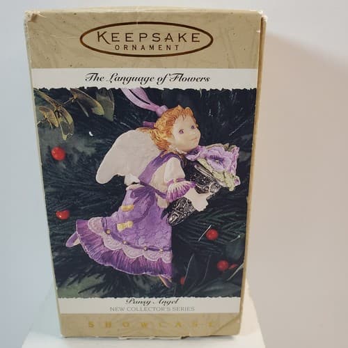 Vintage 1996 Hallmark Keepsake Ornament The Language Of Flowers Pansy Angel