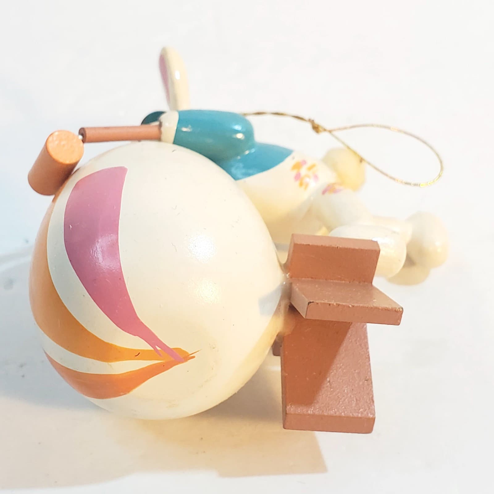 Vintage Wooden Easter Bunny Painting Rolling Egg Easter Tree Ornament Step Stool - Thumbnail 6