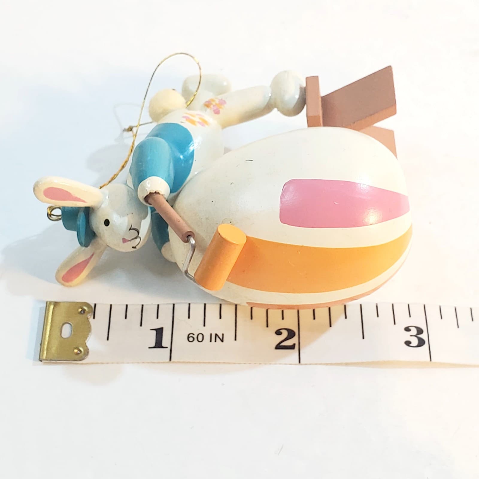 Vintage Wooden Easter Bunny Painting Rolling Egg Easter Tree Ornament Step Stool - Thumbnail 7