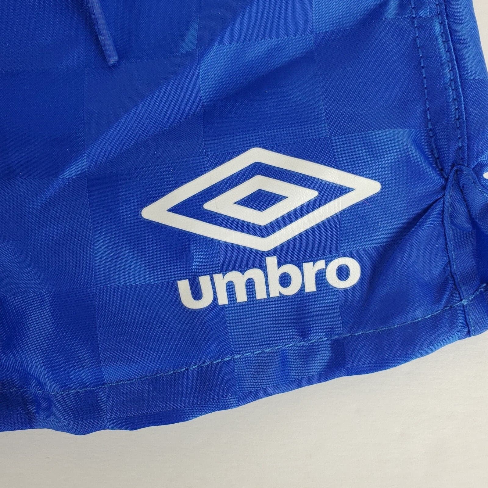 Umbro Youth NWT Shiny Blue Check Soccer Shorts Girls Shorter Inseam Sz XXX Small - Thumbnail 4