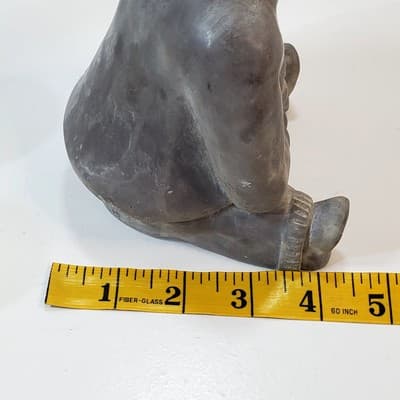 Vtg Abbott Canada Gray Inuit Hunter w/ Fish Figure Arctic Native Art Sculpture - Thumbnail 10