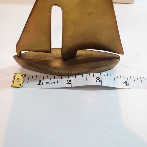 Vintage Solid Brass Sailboat Nautical Figurine Ship Sculpture Boat Made In India - Thumbnail 6