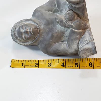 Vtg Abbott Canada Gray Inuit Hunter w/ Fish Figure Arctic Native Art Sculpture - Thumbnail 11