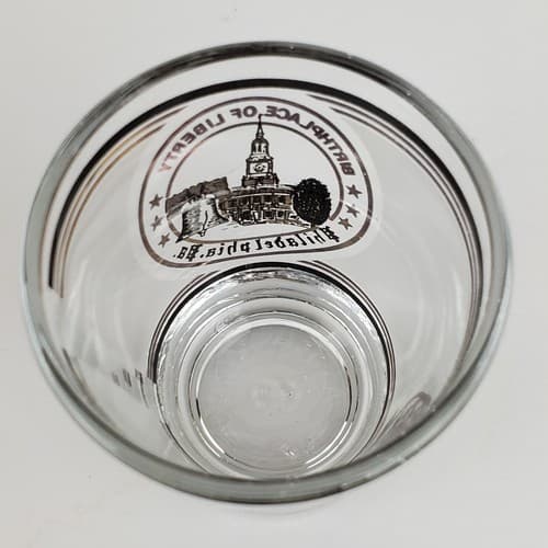 Vintage Philadelphia Birthplace of Liberty Souvenir Shot Glass Black Gold Bell - Thumbnail 4