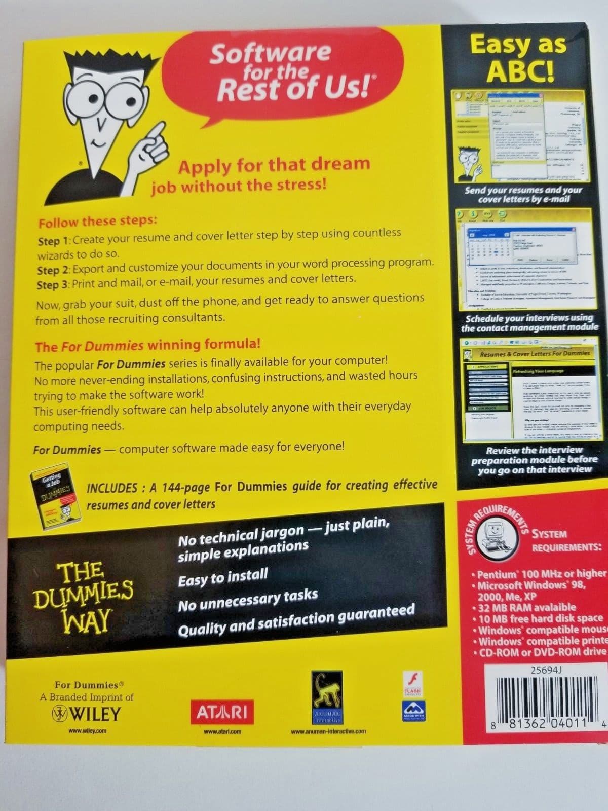 Resumes & Cover Letters for Dummies CD ROM & 144 page reference guide new in box - Thumbnail 4