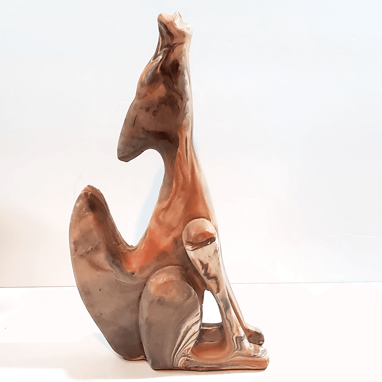 Vintage Howling Wolf Coyote Stone Marble Handcrafted Sculpture Figurine 8.5 Tall - Thumbnail 3