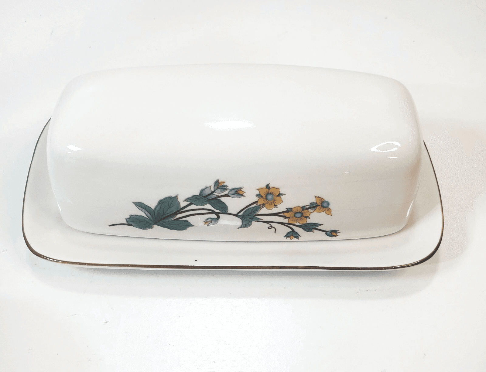 Woodhill by Citation Covered Butter Dish Discontinued Pattern Porcelain Flowers - Thumbnail 2