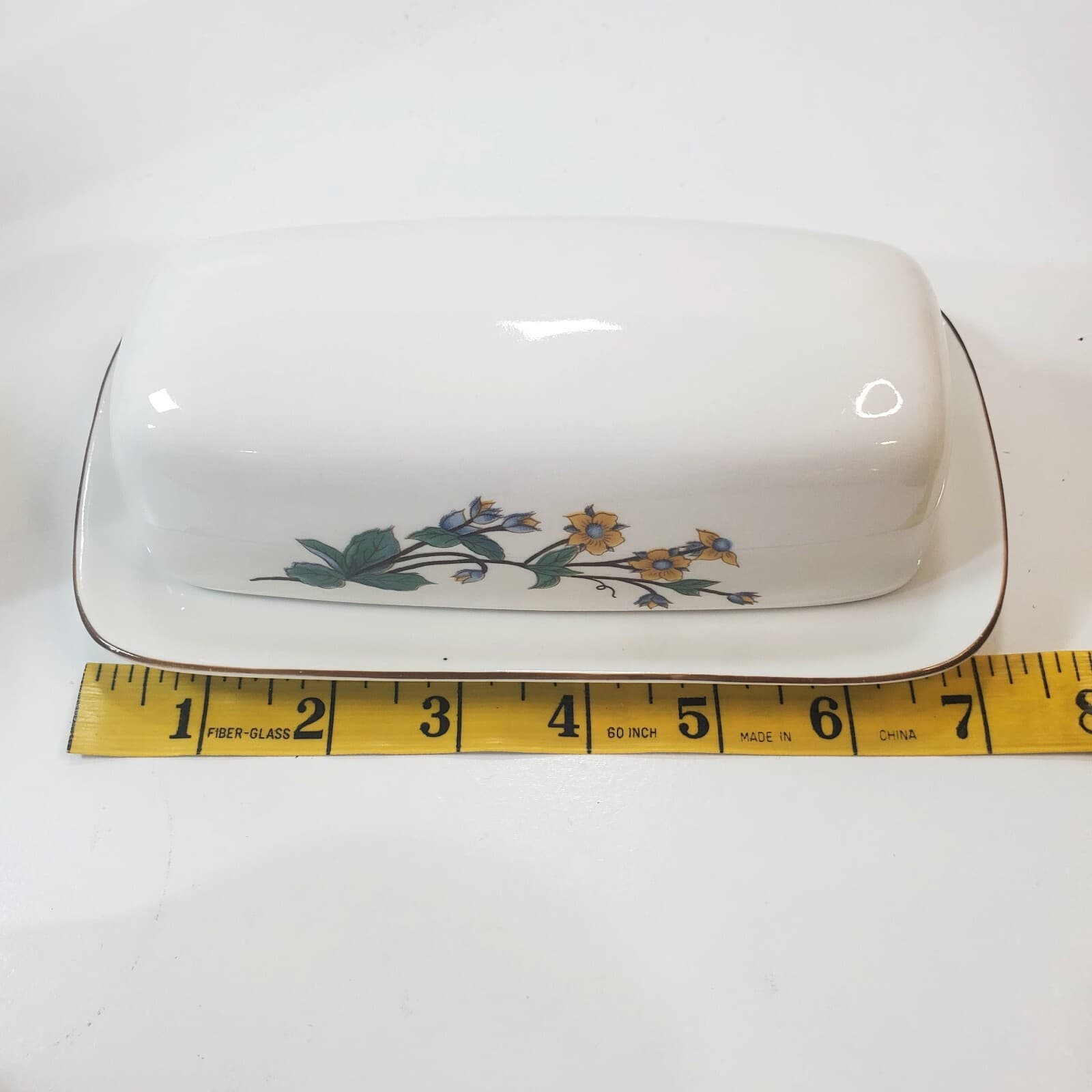 Woodhill by Citation Covered Butter Dish Discontinued Pattern Porcelain Flowers - Thumbnail 8