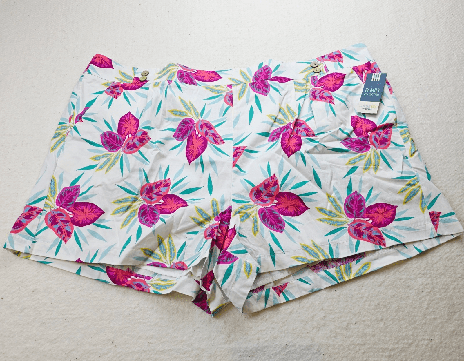 Oshkosh Women's Ivory Cream Floral Print Lined Shorts Family Collection Size 3X