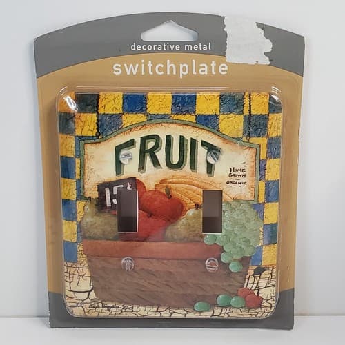 Fruit Basket Target Decorative Metal Switchplate Painted Steel Double Toggle NEW