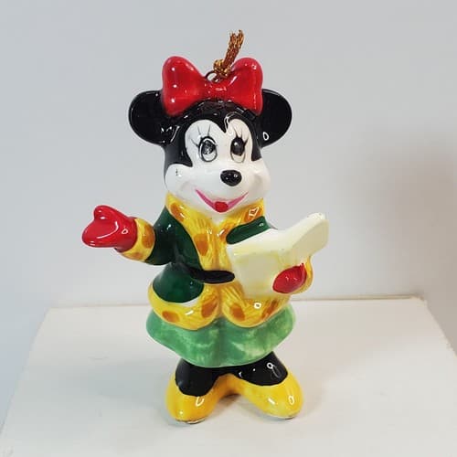 Vtg Walt Disney Production Japan Singing Minnie Mouse Christmas Ornament 3" Tall