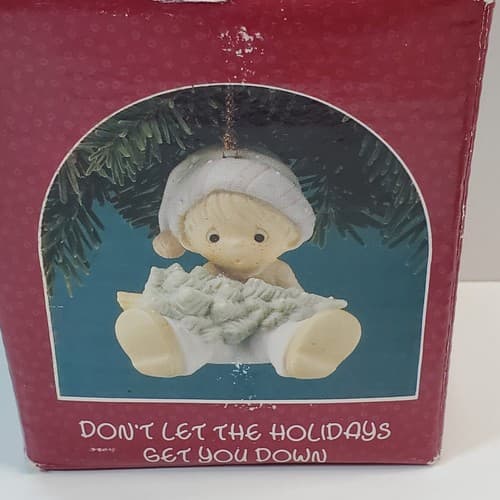 Vintage 1990 Precious Moments Don't Let The Holidays Get You Down Ornament - Thumbnail 6