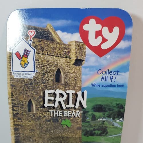 McDonalds TY Erin the bear teanie beanie baby With 2 Tag Errors 1993 OAKBROOK - Thumbnail 5