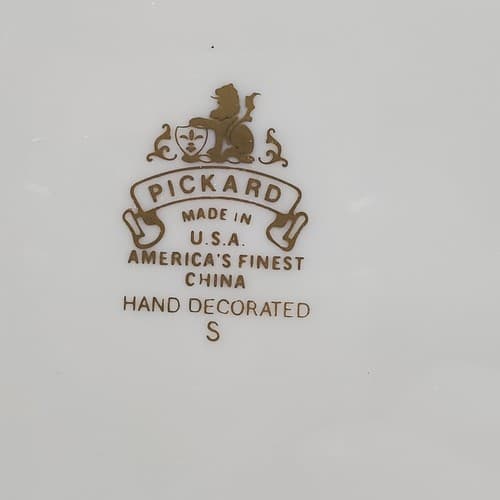 Vintage PICKARD Plate 8.25" Hand Decorated Floral Bouquet Design White Rim USA - Thumbnail 3