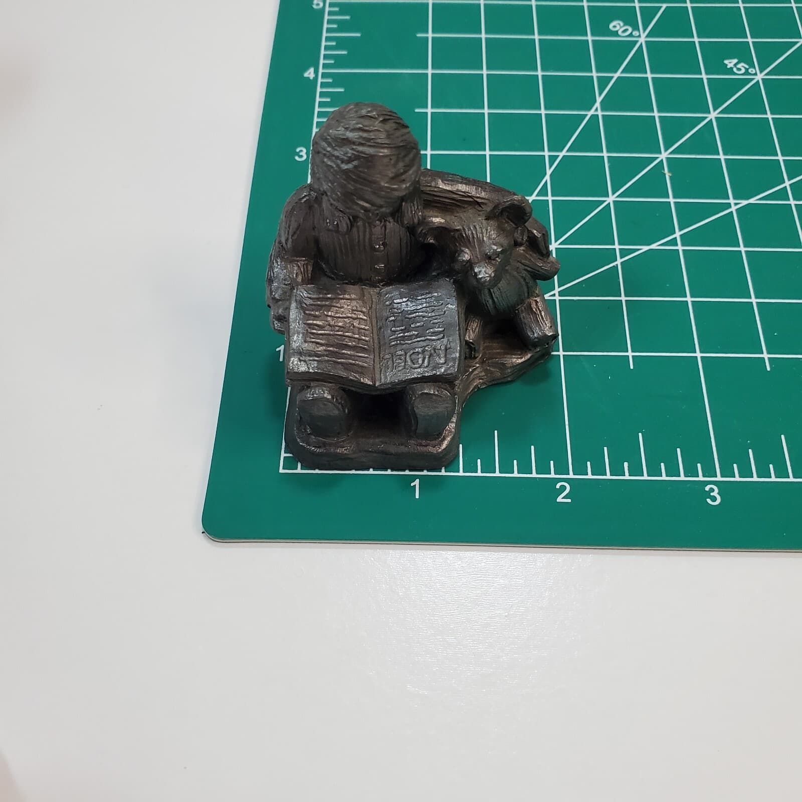 Vtg 1991 Michael Ricker Bartlett Signed Pewter Figurine Girl Reading Book Bear - Thumbnail 8