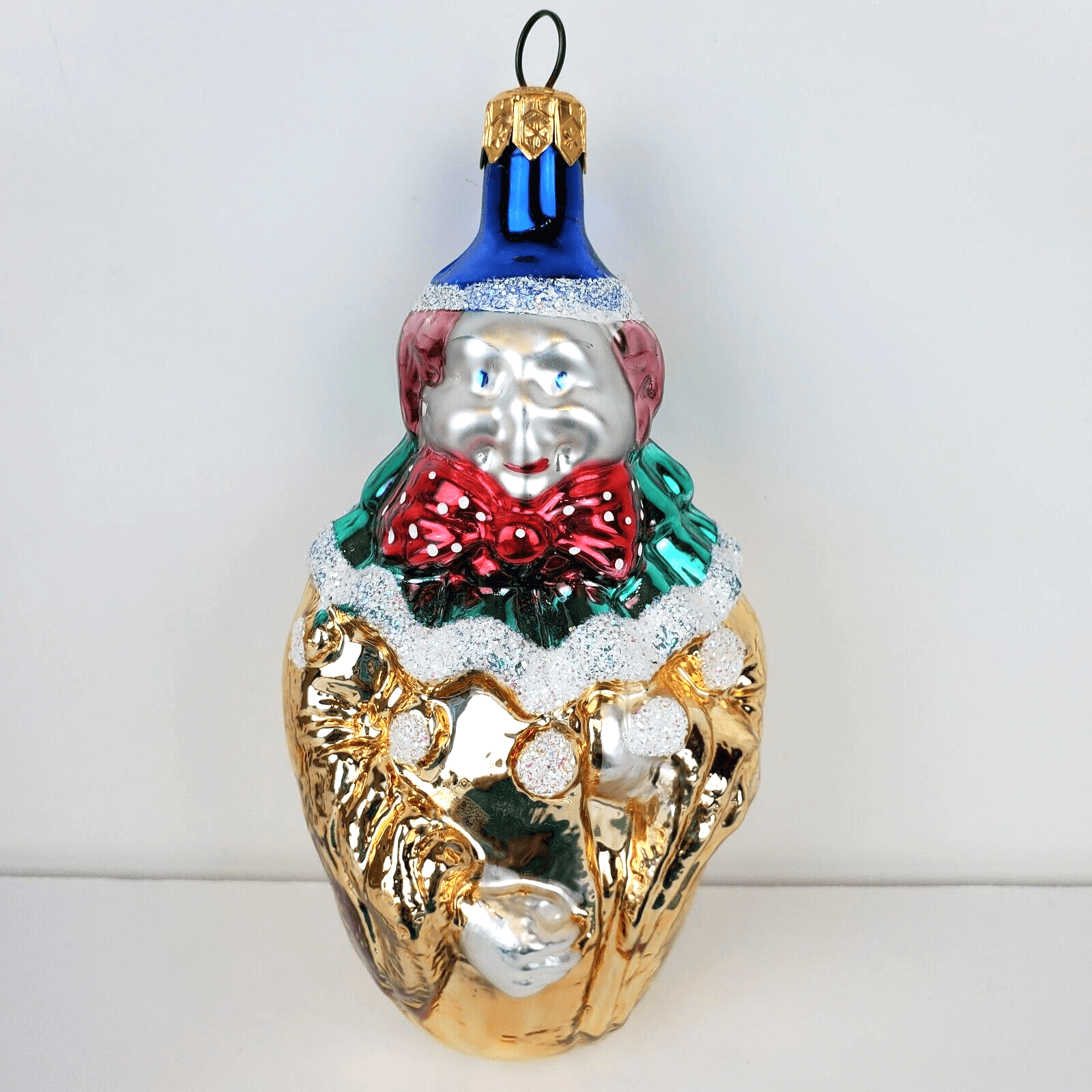 Vintage Blown Glass Clown Jester Colorful Ornament Made in Poland