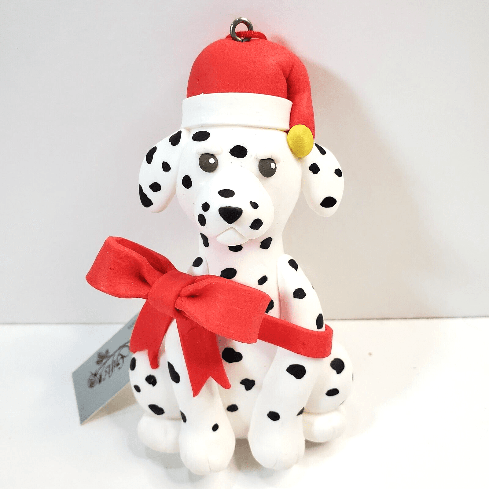 Home Interiors & Gifts Poly Clay Spotted Dalmatian Dog Christmas Ornaments NWT