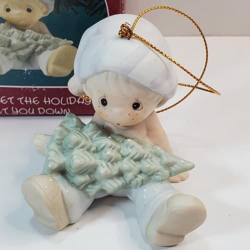 Vintage 1990 Precious Moments Don't Let The Holidays Get You Down Ornament - Thumbnail 2
