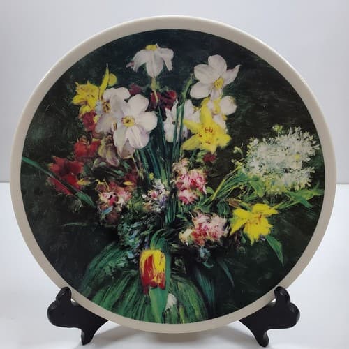 Vintage PICKARD Plate 8.25" Hand Decorated Floral Bouquet Design White Rim USA