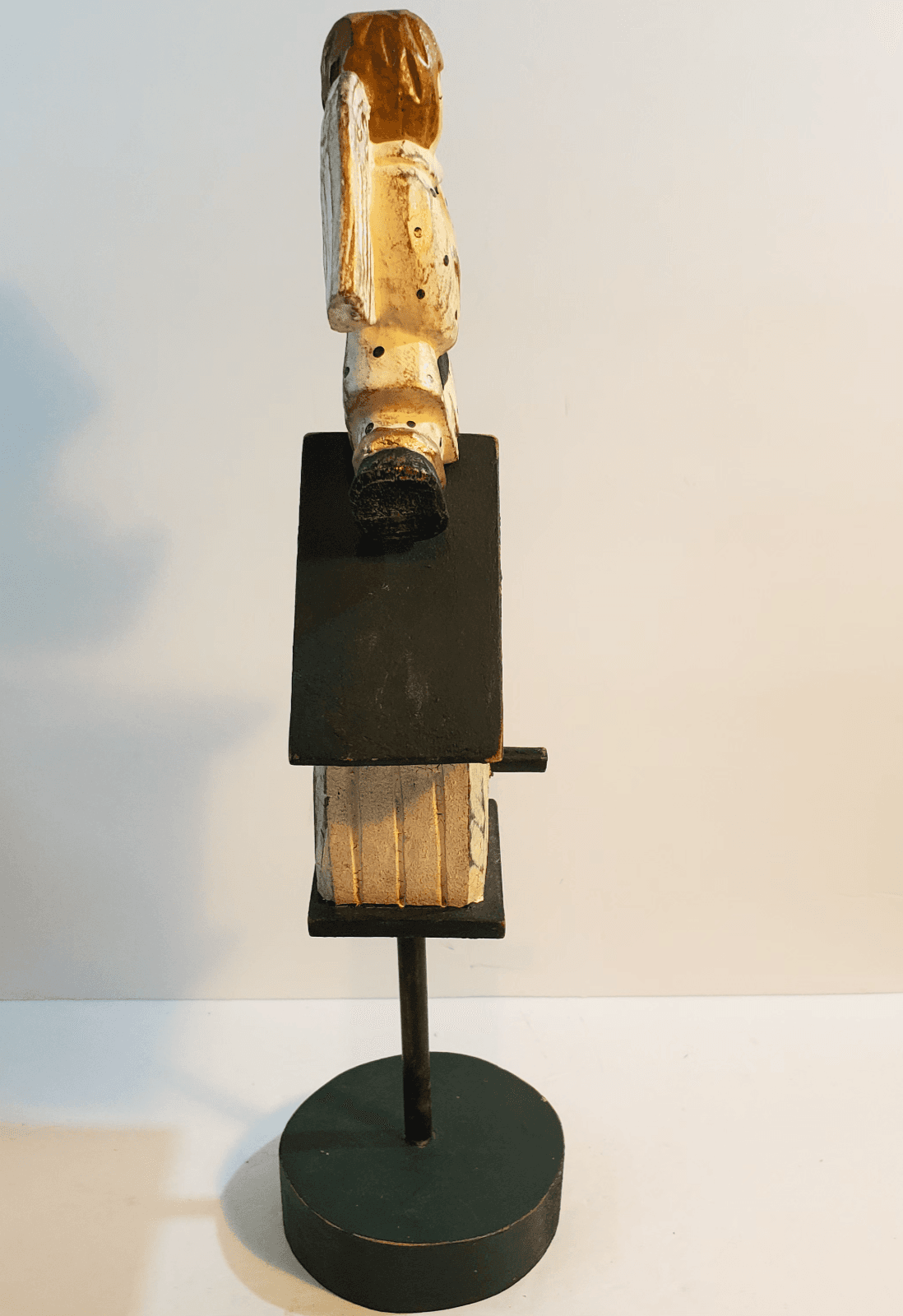 James Haddon Signed Hand Carved Hand Painted Folk Art Angel Birdhouse on Stand - Thumbnail 6